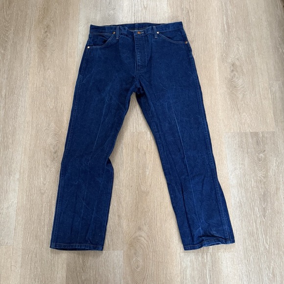 Wrangler Other - Wrangler Cowboy Cut Retro‎ Slim Straight Jeans Mens 38x30 Blue Denim Western